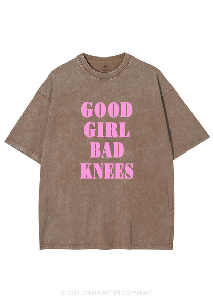Good Girl Bad Knees Y2K Shirts Washed Tee Cherrykitten