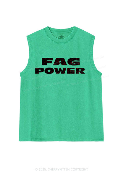 Fag Power Pride Y2K Washed Muscle Tank Cherrykitten