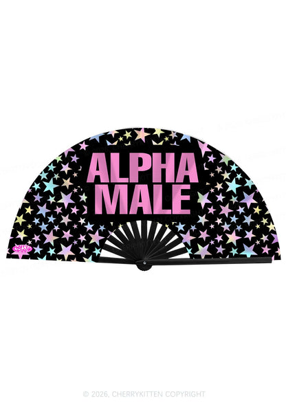 Black Alpha Male Y2K Rave Hand Fan Cherrykitten