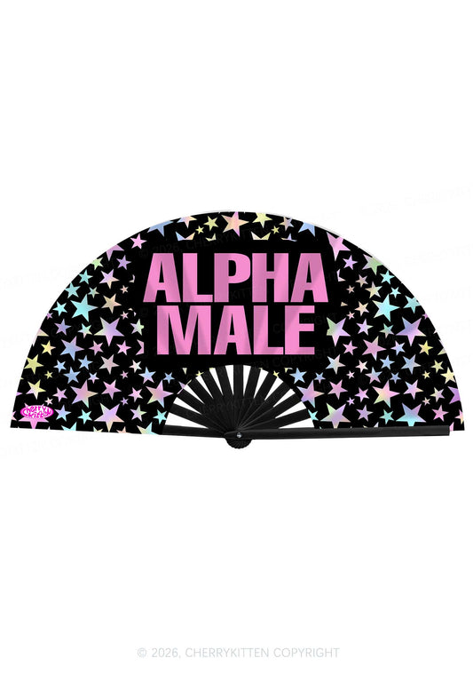 Black Alpha Male Y2K Rave Hand Fan Cherrykitten
