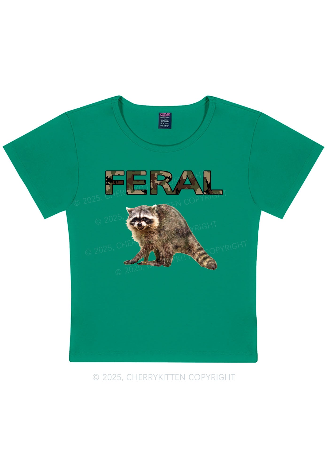 Feral Raccoon Y2K Baby Tee Cherrykitten