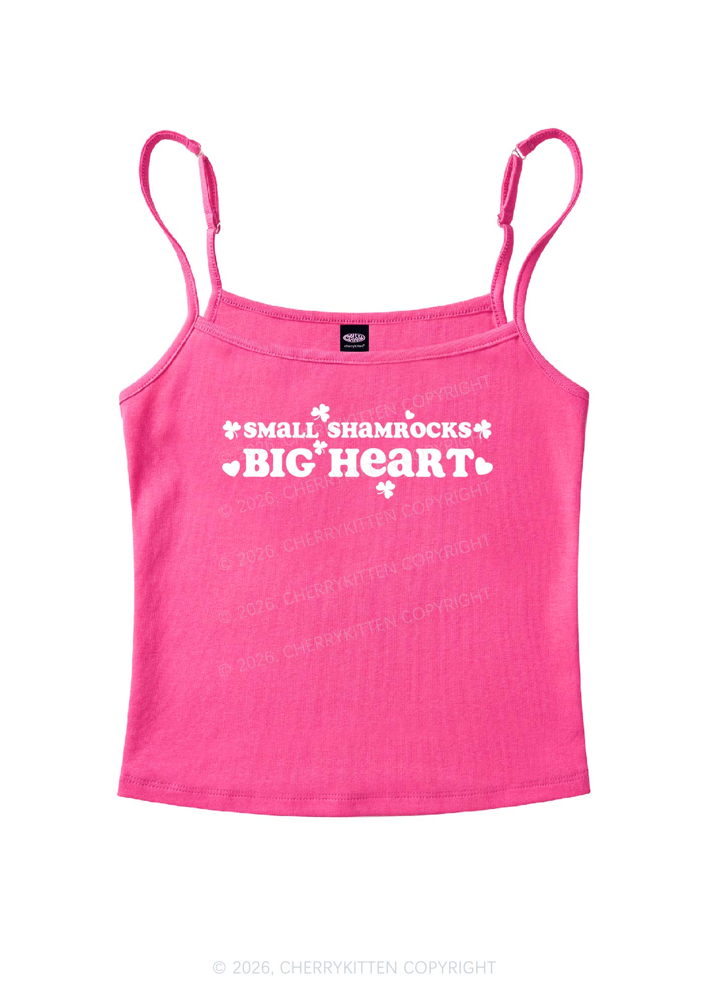 Small Shamrocks Big Heart St Patricks Y2K Spaghetti Strap Cami Cherrykitten