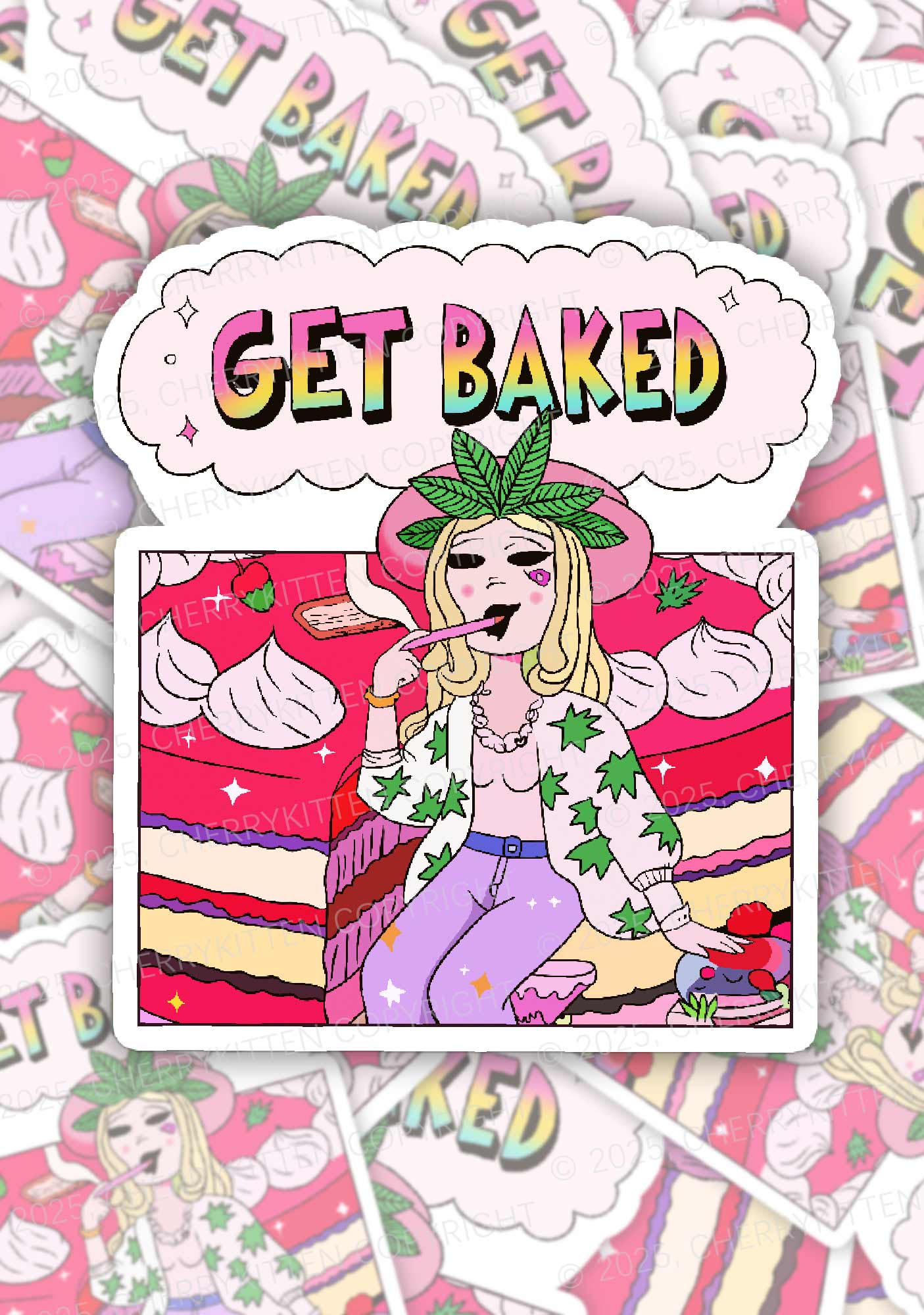 Get Baked Wxxd 1Pc Y2K Sticker Cherrykitten