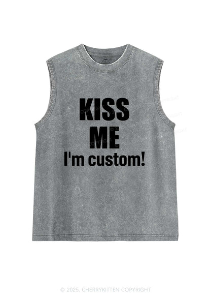 Kiss Me Im Custom Y2K Washed Muscle Tank Cherrykitten