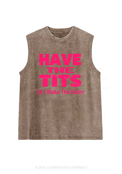 I Make Rules Y2K Washed Muscle Tank Cherrykitten