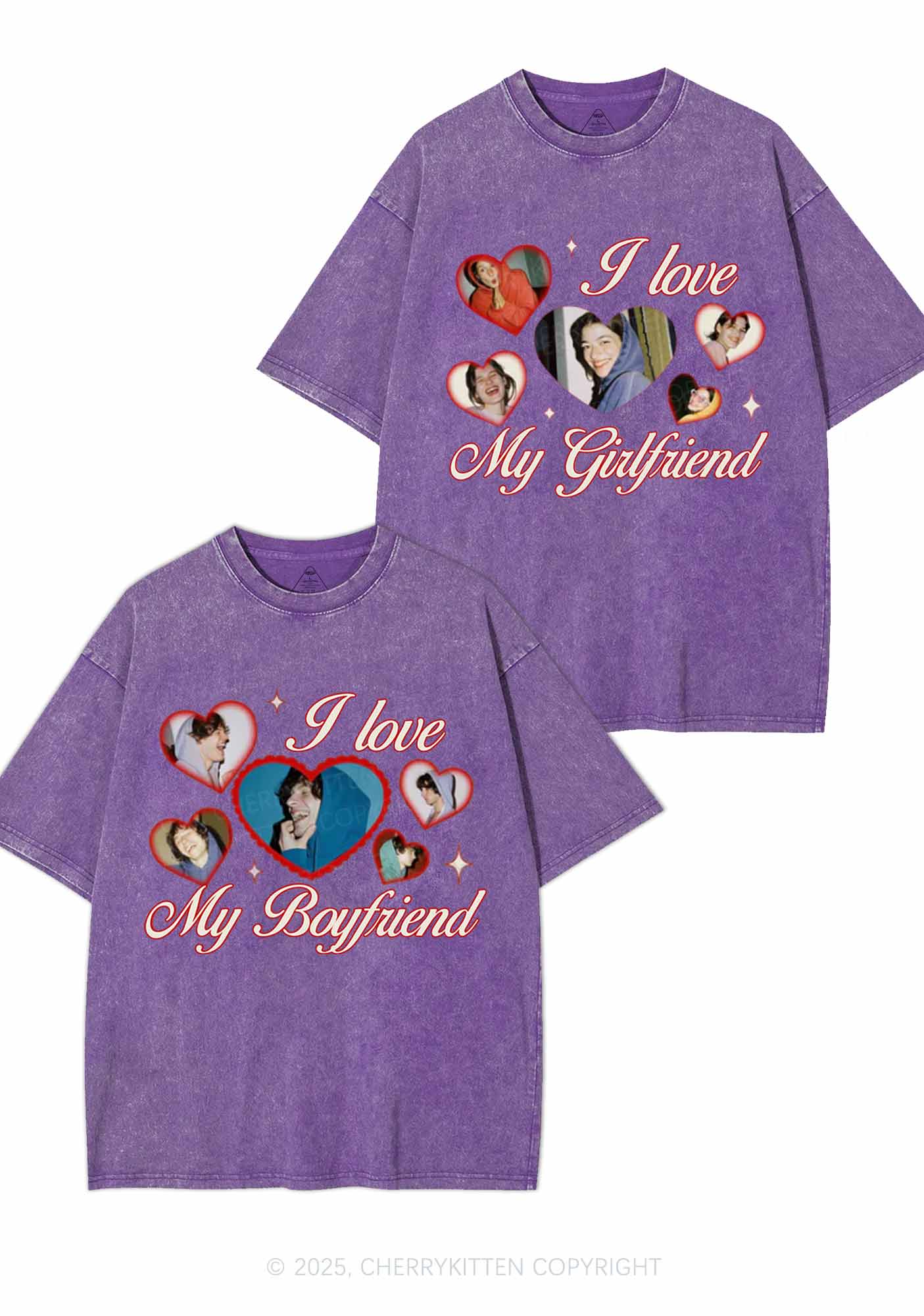 Custom Boyfriend Girlfriend Photos Y2K Valentine's Day Washed Tee Cherrykitten