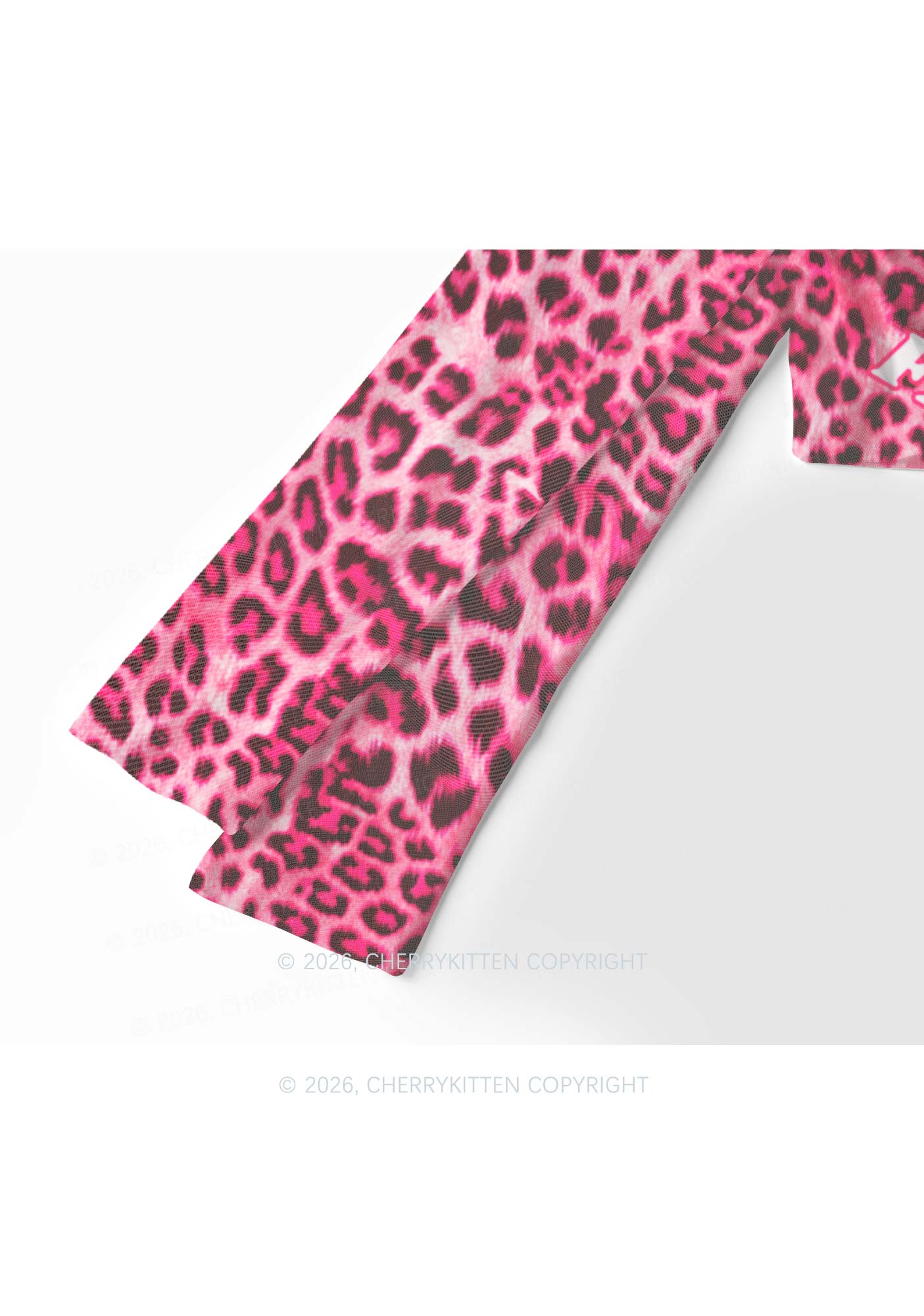 Pink Leopard Faggot Pride Y2K Mesh Long Sleeve Crop Top Cherrykitten