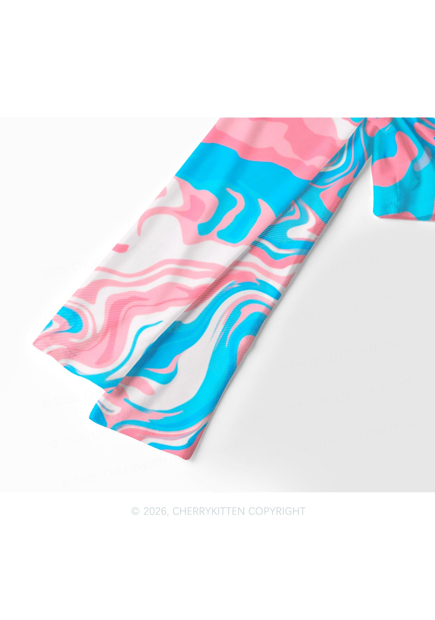 Trans Liquid Tie Dye Pride Y2K Mesh Long Sleeve Crop Top Cherrykitten