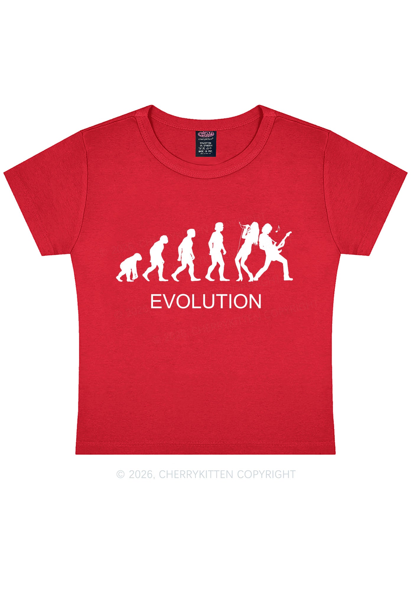 Evolution Rock Band Y2K Baby Tee Cherrykitten