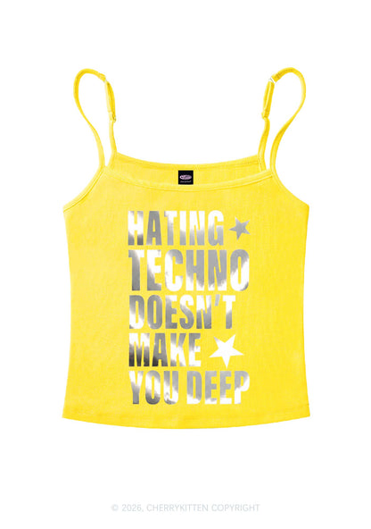 Hating Techno Silver Foil Printed Y2K Spaghetti Strap Cami Cherrykitten