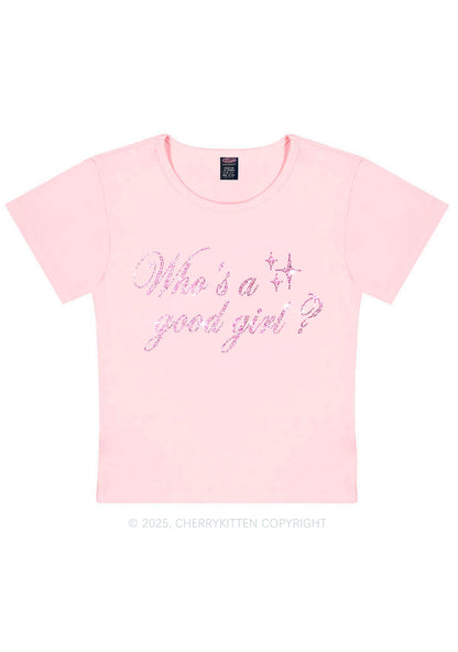 Rhinestone Whos A Good Girl Y2K Baby Tee Cherrykitten