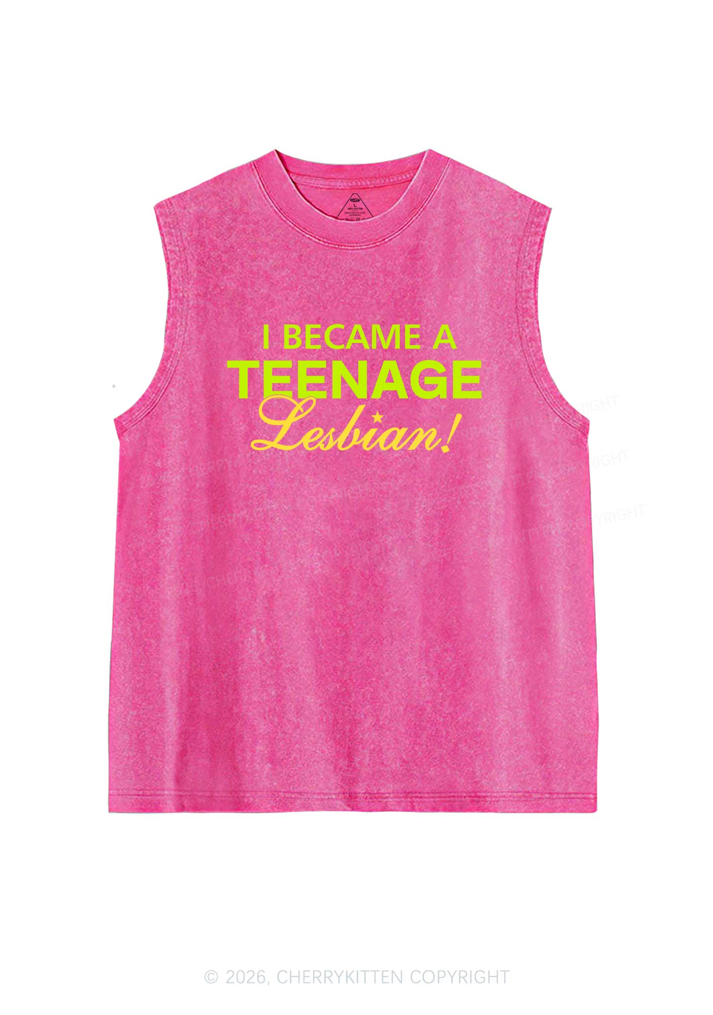 I Became A Teenage Lesbian Pride Y2K Washed Muscle Tank Cherrykitten