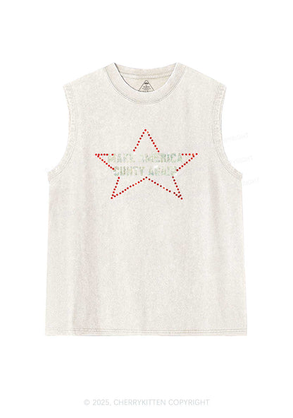 Rhinestone Make America Cxxty Again Y2K Washed Muscle Tank Cherrykitten