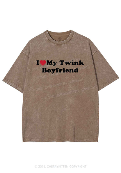 I Love My Twink BF Pride Y2K Shirts Washed Tee Cherrykitten