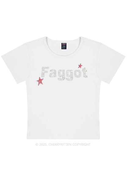 Rhinestone Faggot Pride Y2K Baby Tee Cherrykitten