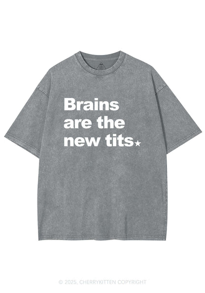Brains Are New Txts Y2K Shirts Washed Tee Cherrykitten