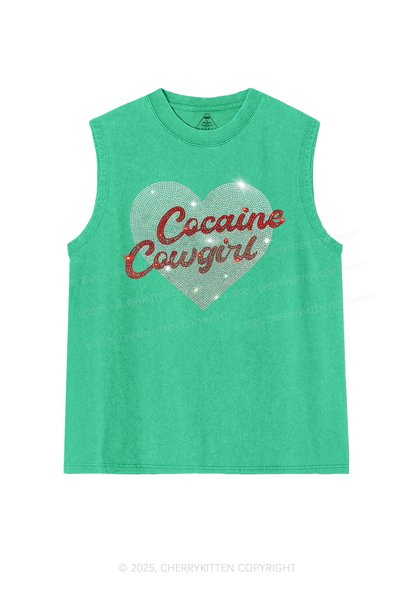 Rhinestone Cola Cowgirl Y2K Washed Muscle Tank Cherrykitten
