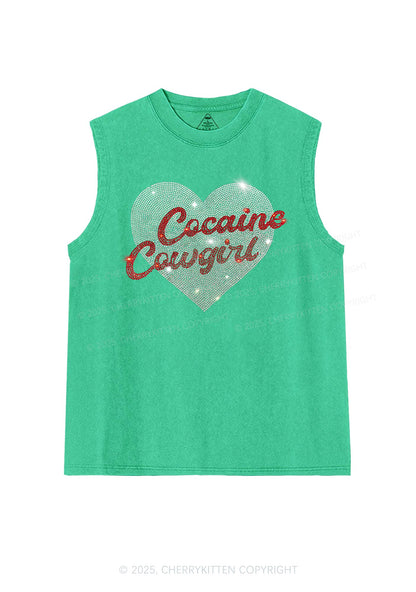 Rhinestone Cola Cowgirl Y2K Washed Muscle Tank Cherrykitten