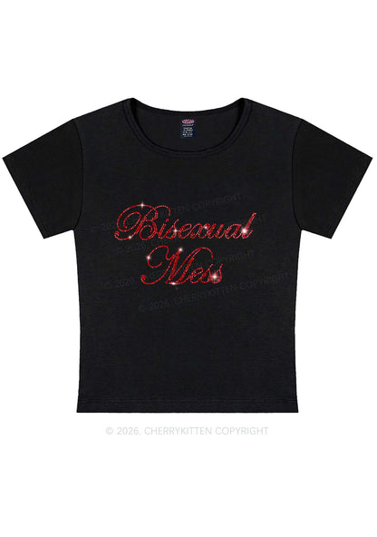 Rhinestone Bisexual Mess Pride Y2K Baby Tee Cherrykitten
