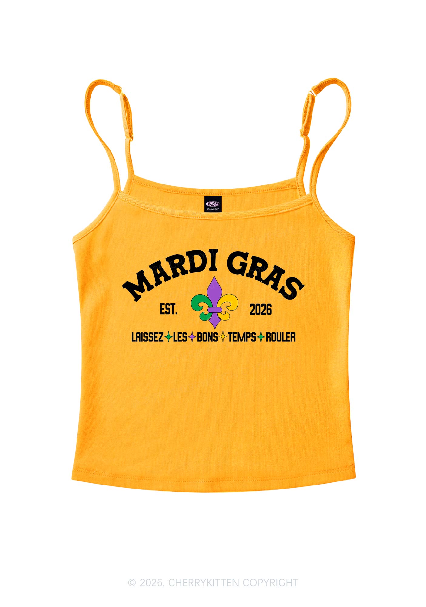 Mardi Gras Laissez Les Bons Temps Rouler Y2K Spaghetti Strap Cami Cherrykitten