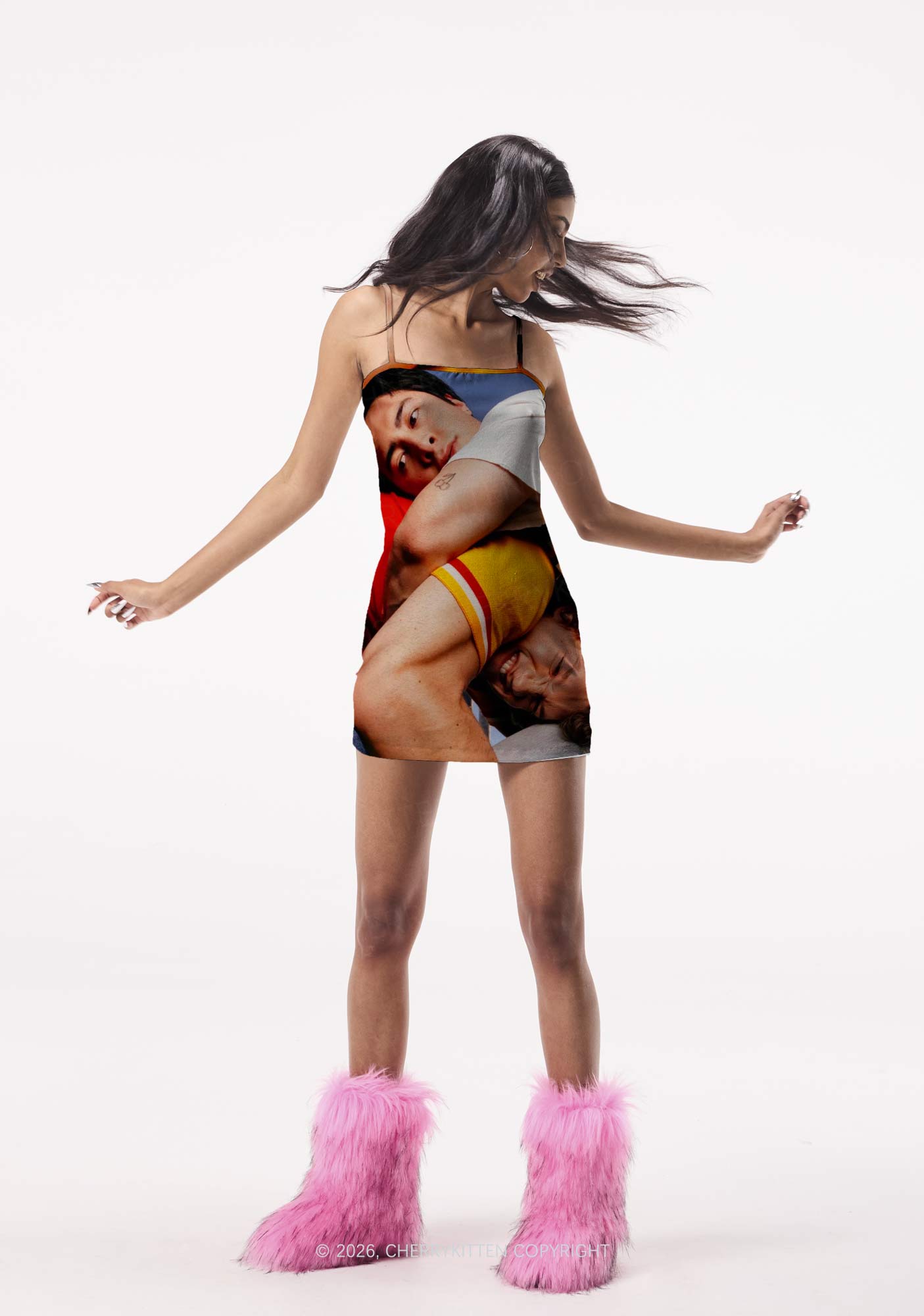 Back Hug HR Y2K Print Slip Dress Cherrykitten