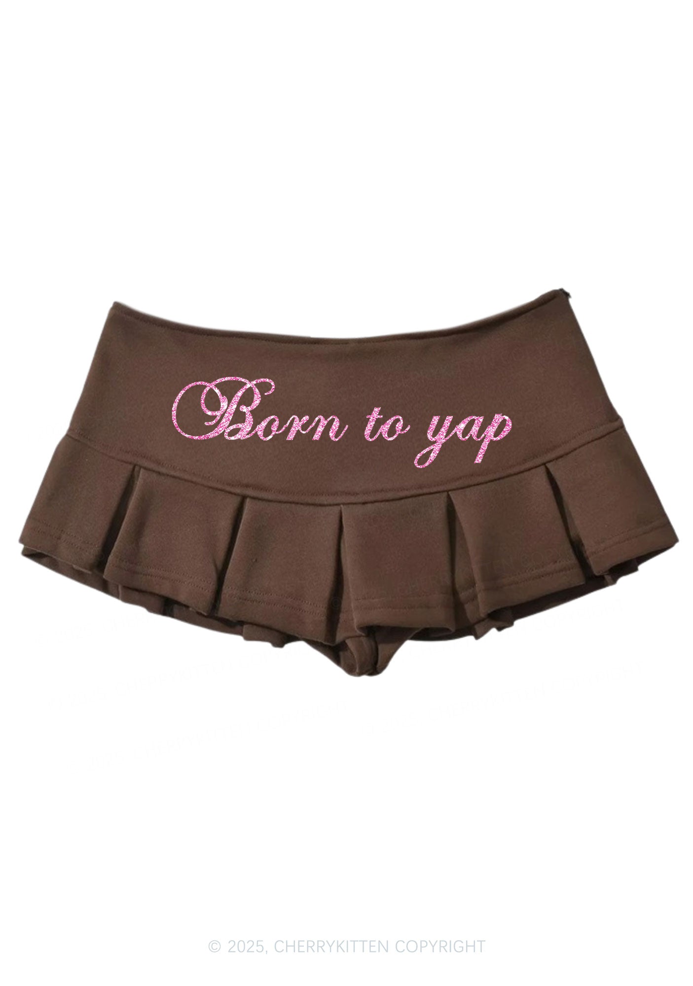 Glitter Born To Yap Y2K Mini Pleated Skirts Cherrykitten