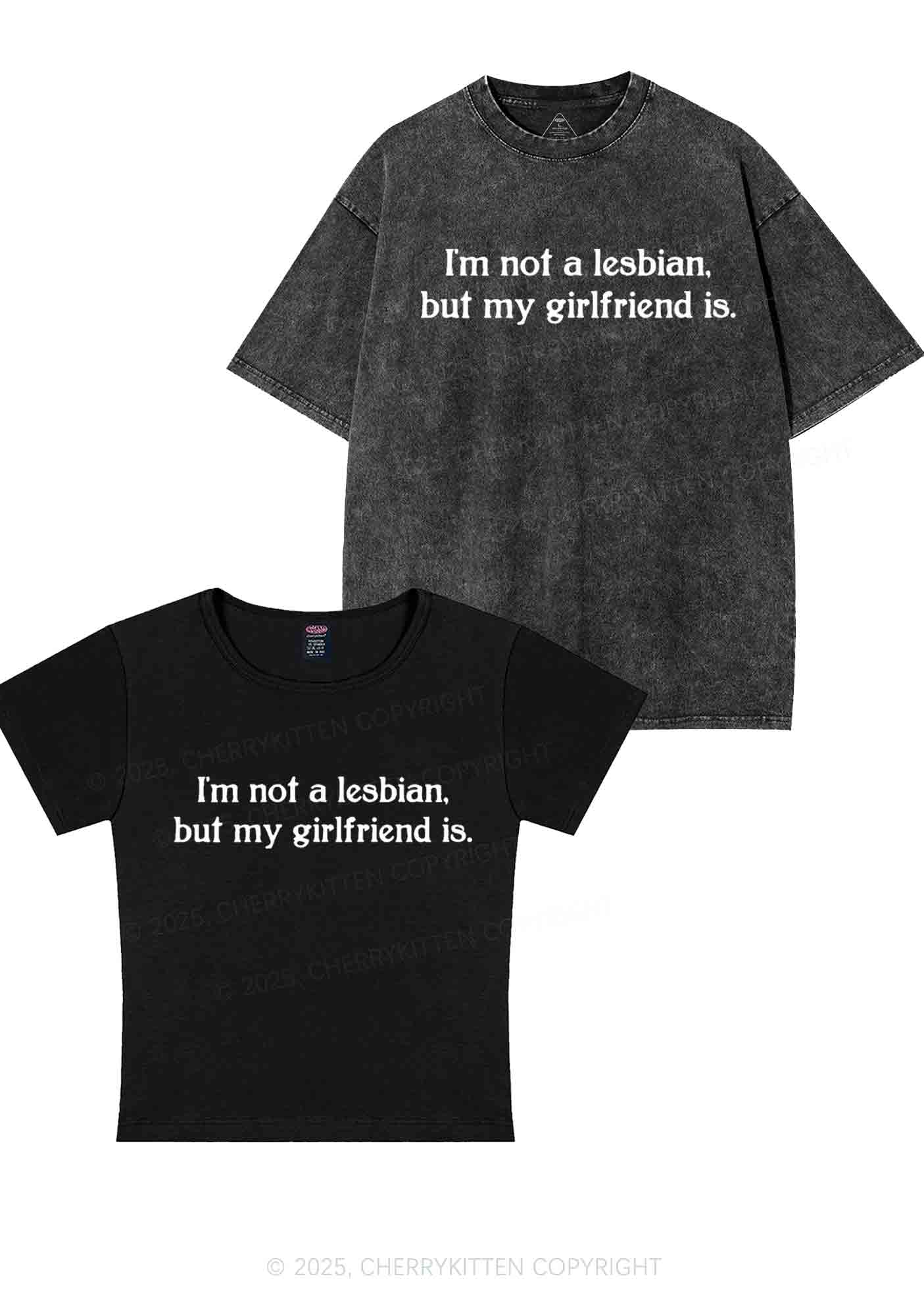My GF Is Lesbian Y2K Valentine's Day Couple Shirt Cherrykitten