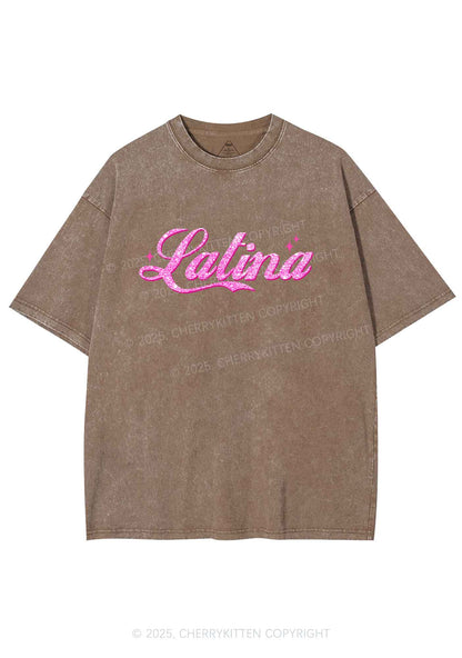 Pink Latina Y2K Washed Tee Cherrykitten