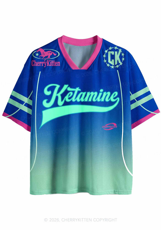 Blue Green Gradient Ketamxxe Y2K Sport Jersey Shirts Cherrykitten