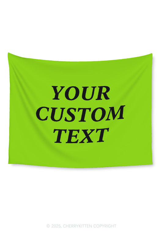 Custom Text Y2K Tapestry Cherrykitten