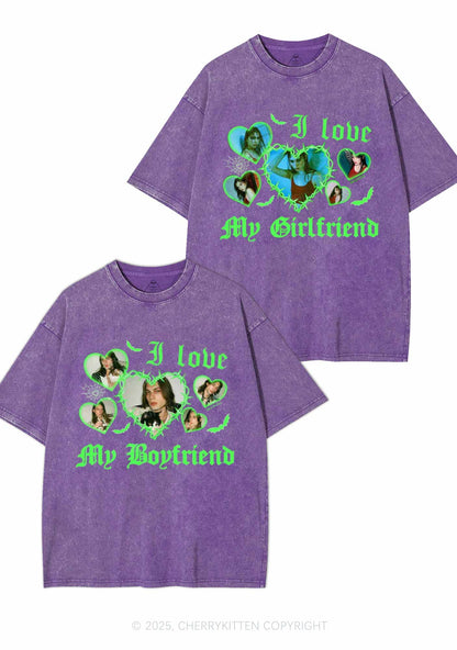 Custom Gothic GF BF Photos Y2K Valentine's Day Washed Tee Cherrykitten