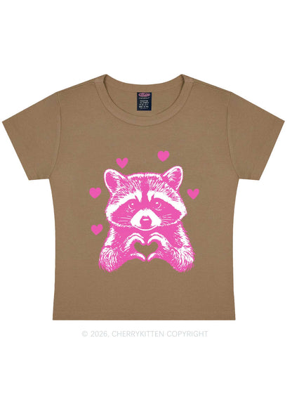 Pink Raccoon Heart Valentine's Day Y2K Baby Tee Cherrykitten
