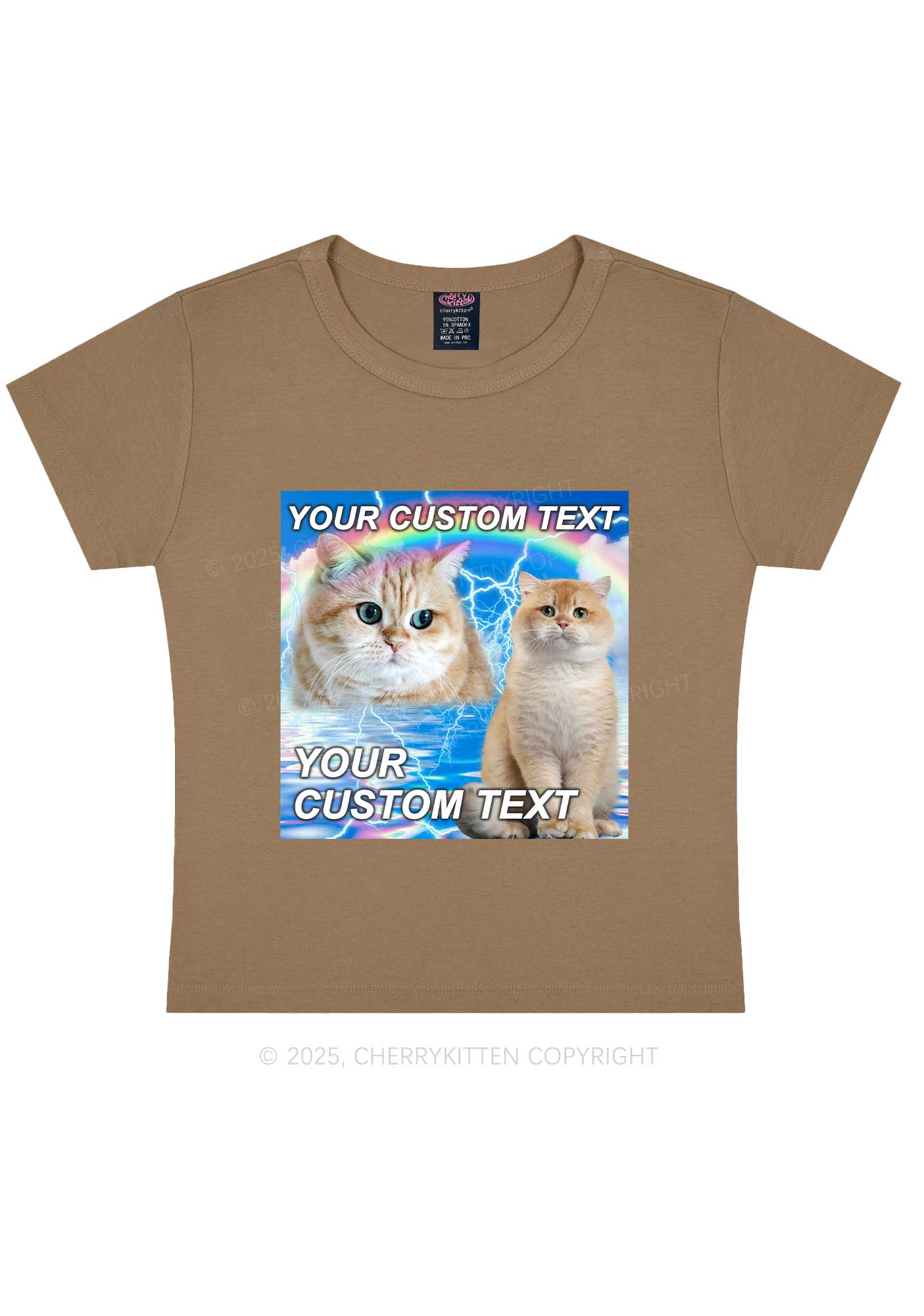Custom Text Your Kitten Y2K Baby Tee Cherrykitten