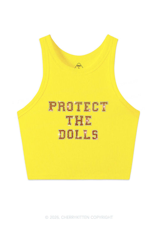 Rhinestone Protect The Dolls Pride Y2K Crop Tank Top Cherrykitten