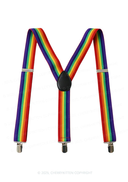Rainbow Y Back Suspender Pride Y2K Braces Cherrykitten