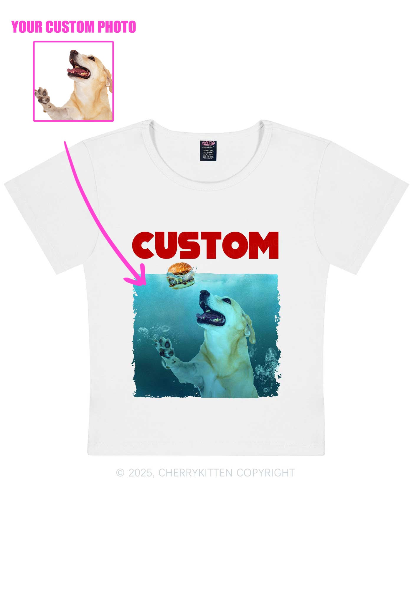 Custom Jowls Dog Y2K Baby Tee Cherrykitten