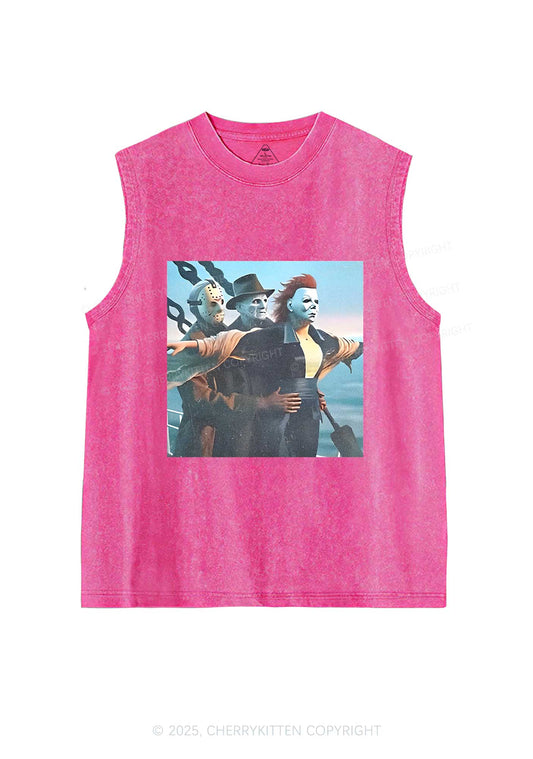 Halloween Horror Characters Y2K Washed Muscle Tank Cherrykitten
