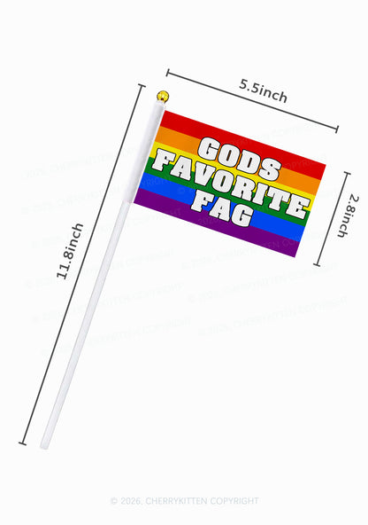 Gods Favorite Fag Rainbow Stripes Pride Y2K Hand Flags Cherrykitten