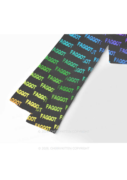 Neon Rainbow Faggot Pride Y2K Mesh Long Sleeve Crop Top Cherrykitten