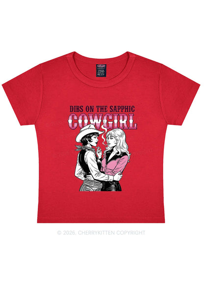 Dibs On The Sapphic Cowgirl Pride Y2K Baby Tee Cherrykitten