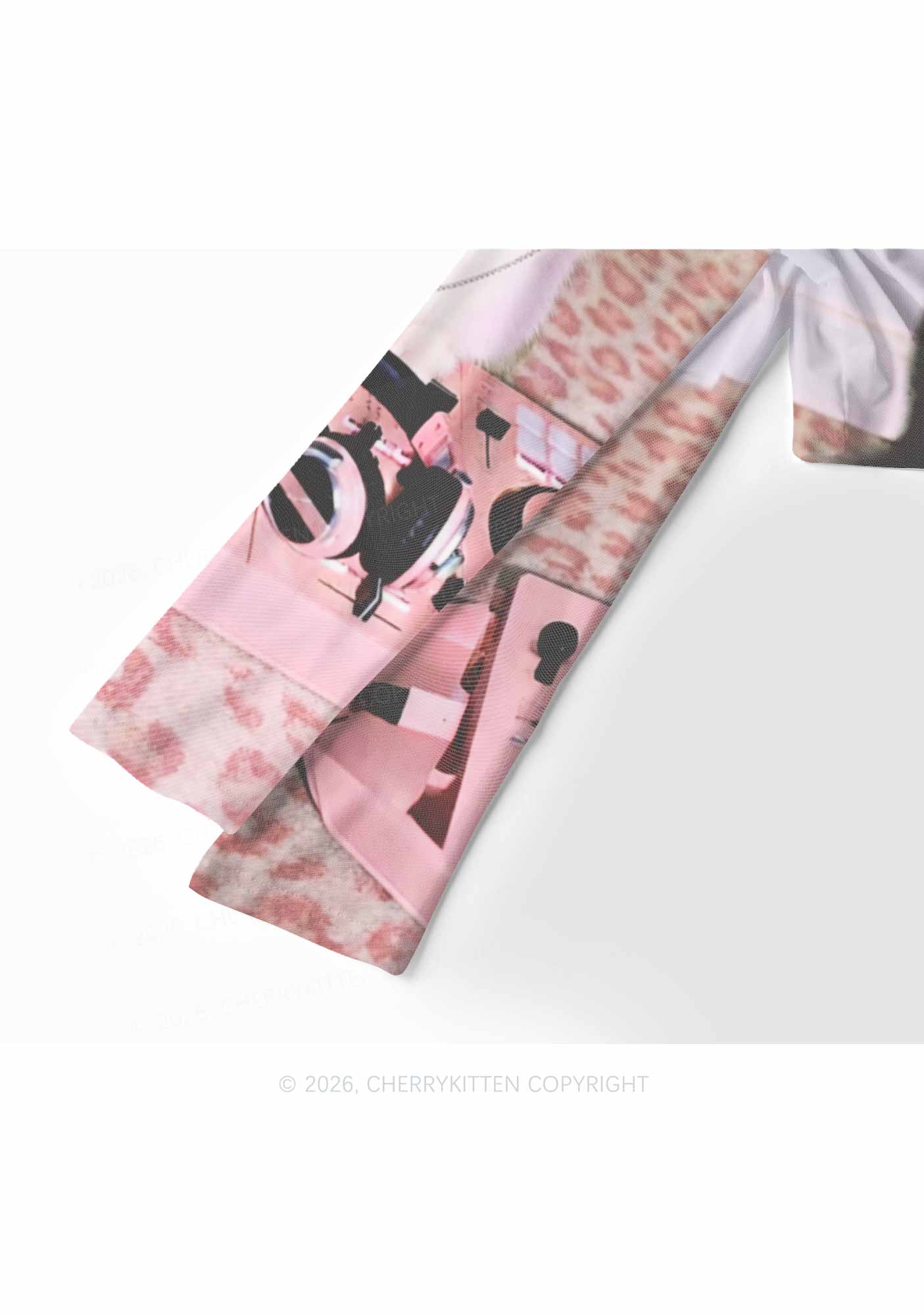 Dj Bunny Y2K Mesh Long Sleeve Crop Top Cherrykitten