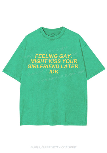 Kiss Your GF Later Pride Y2K Shirts Washed Tee Cherrykitten