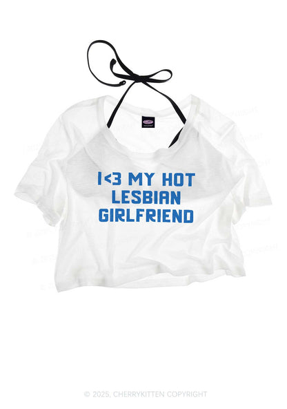 My Hot Lesbian GF Pride Y2K Sheer Crop Tee Cherrykitten