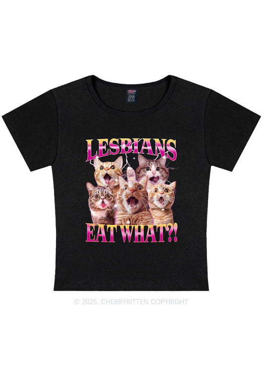 Funny Lesbian Cat Y2K Baby Tee Cherrykitten