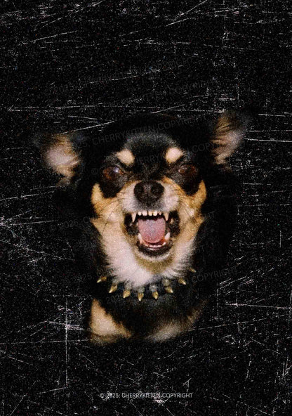 Growling Puppy Y2K Mesh Crop Top Cherrykitten
