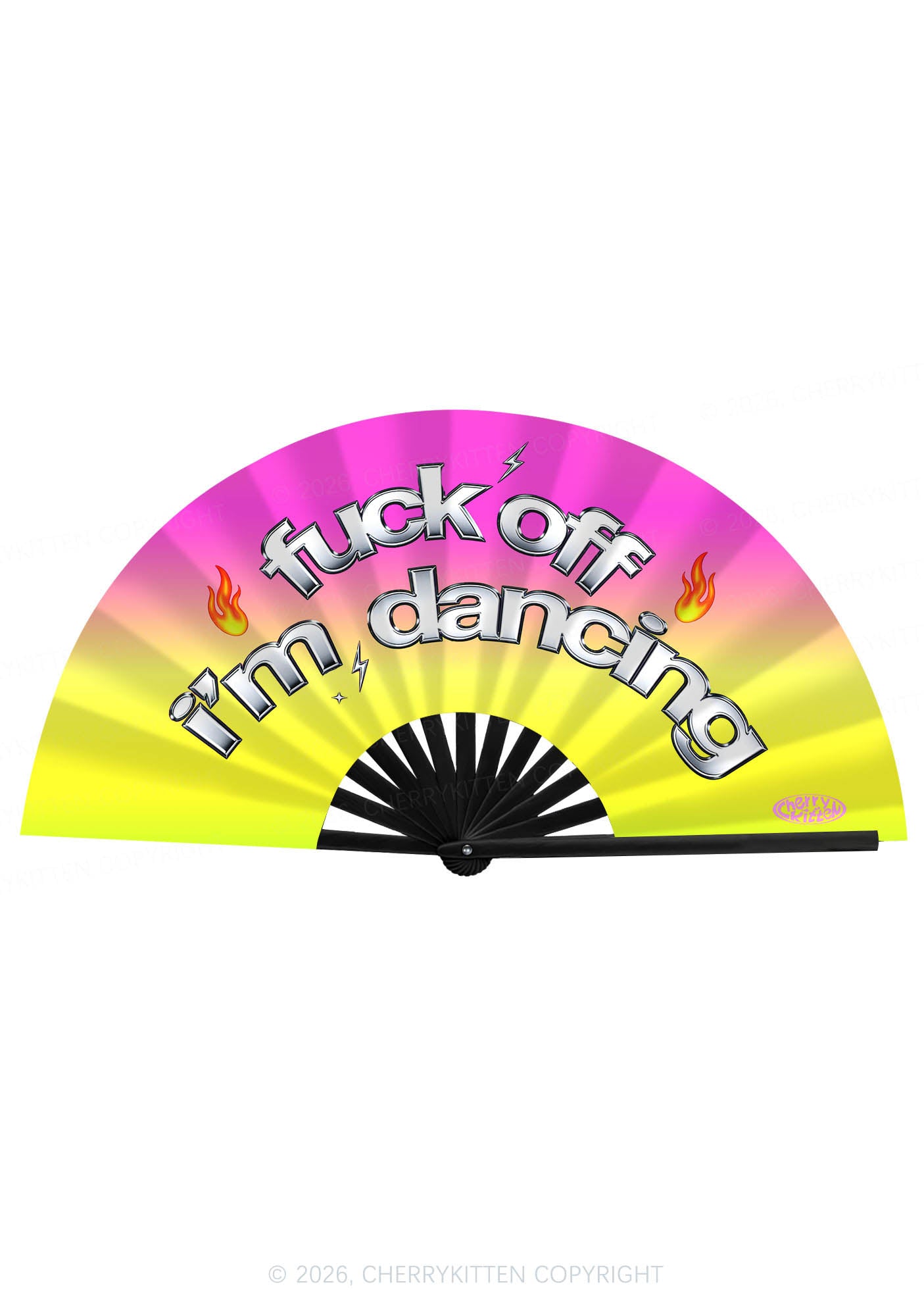 Fxxk Off Im Dancing Y2K Rave Hand Fan Cherrykitten