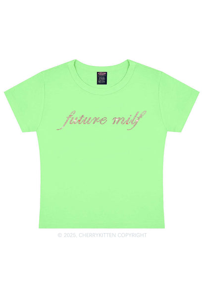 Rhinestone Pink Future Mxxf Y2K Baby Tee Cherrykitten