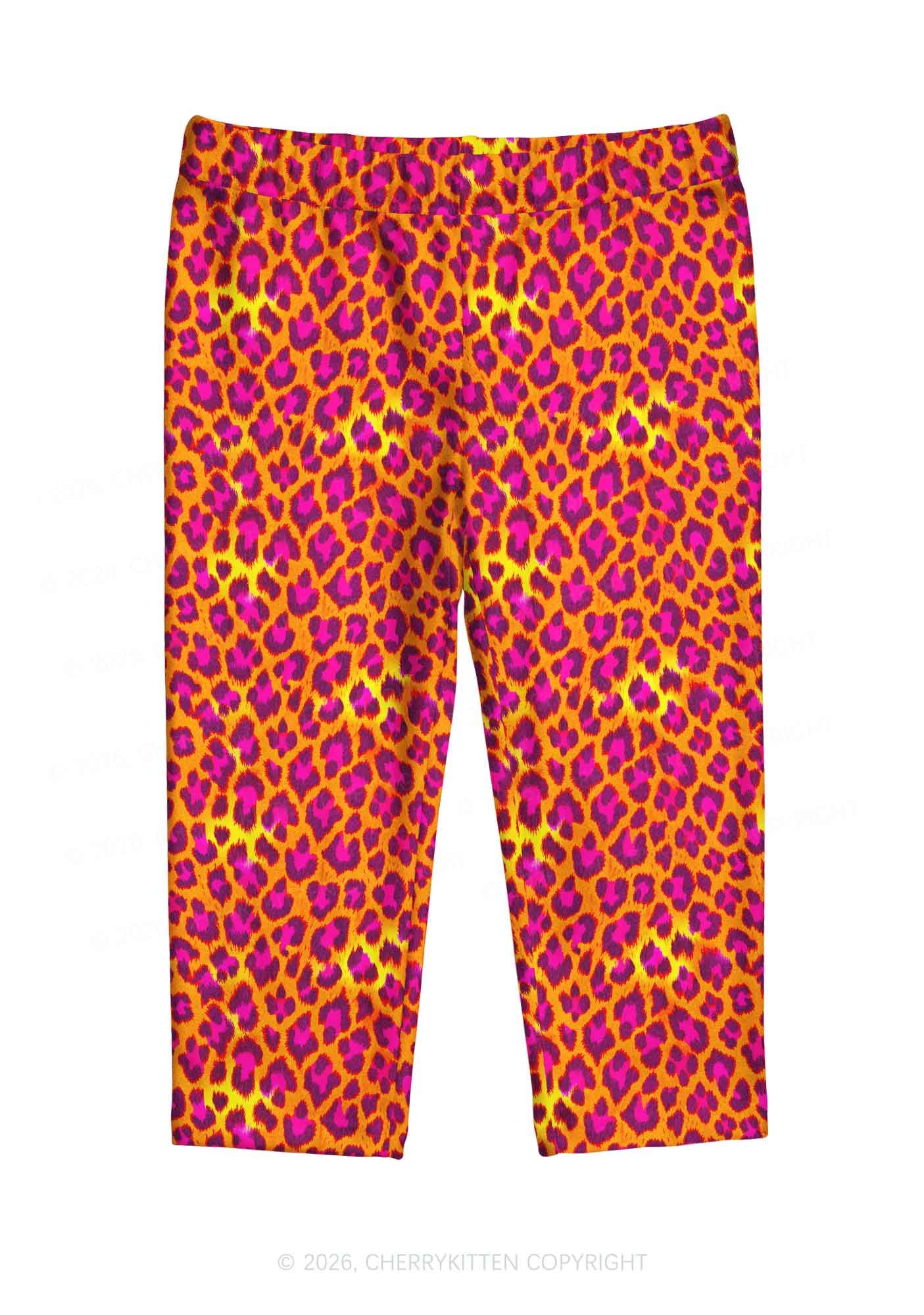 Orange Leopard Y2K Print Capri Pants Cherrykitten