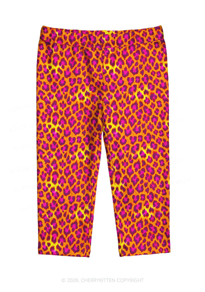 Orange Leopard Y2K Print Capri Pants Cherrykitten