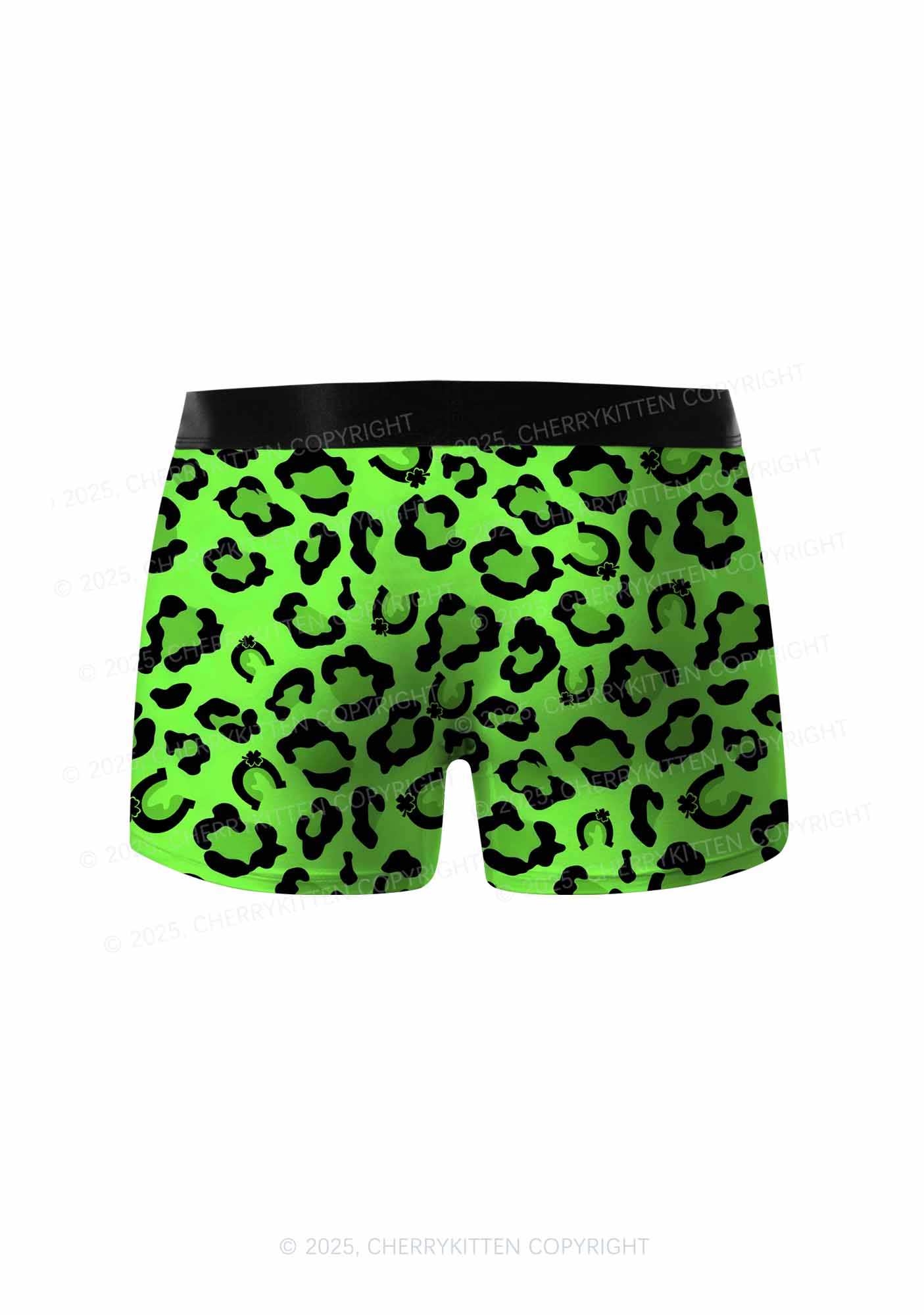 Fluorescent Green Leopard St Patricks Y2K Print Men Boxer Briefs Cherrykitten